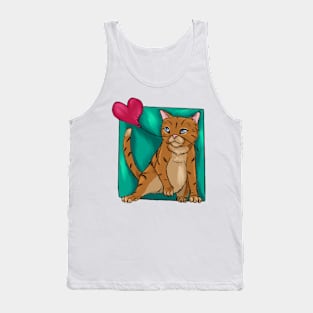 Funny cat with heart balloon Tank Top